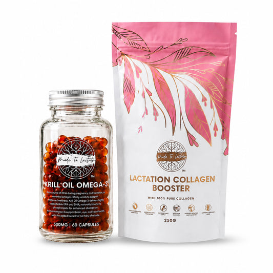 Krill Oil Omega-3 & Dairy & Sugar Free Lactation Collagen Booster Bundle Pack